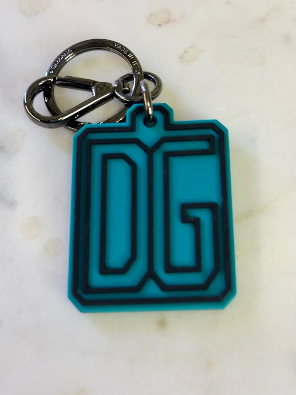 Dolce & Gabbana Teal Logo Keychain NIB